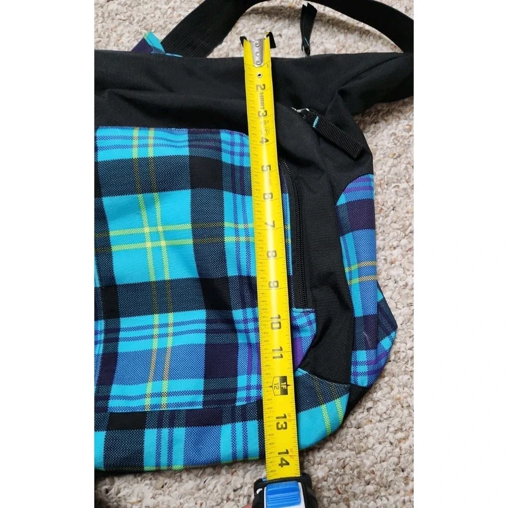 JanSport TB500313 TNXO Messenger Bag Cross Bag Teal Black Plaid Multiple Pockets